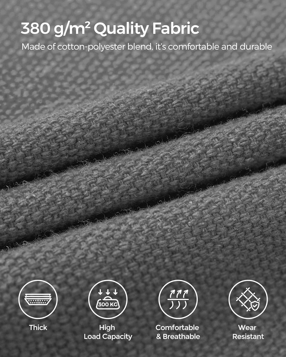 SONGMICS Hamac dublu, accesorii de prindere cu chingi si carabiniere, 210x150 cm, 300 kg, gri - 6