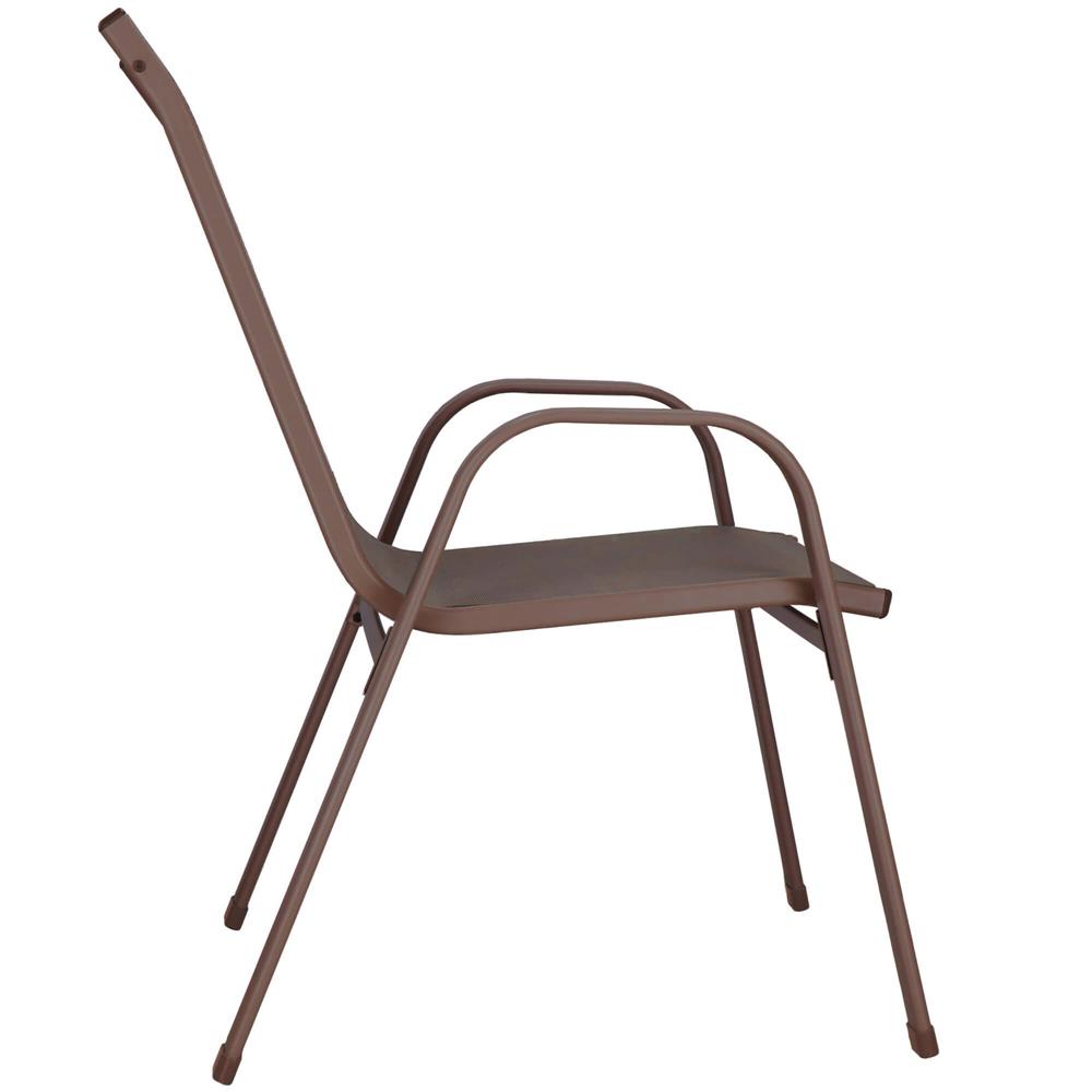 Set 4 scaune gradina cu brate, cadru otel si sezut textilene, 53x72x92 cm, maro