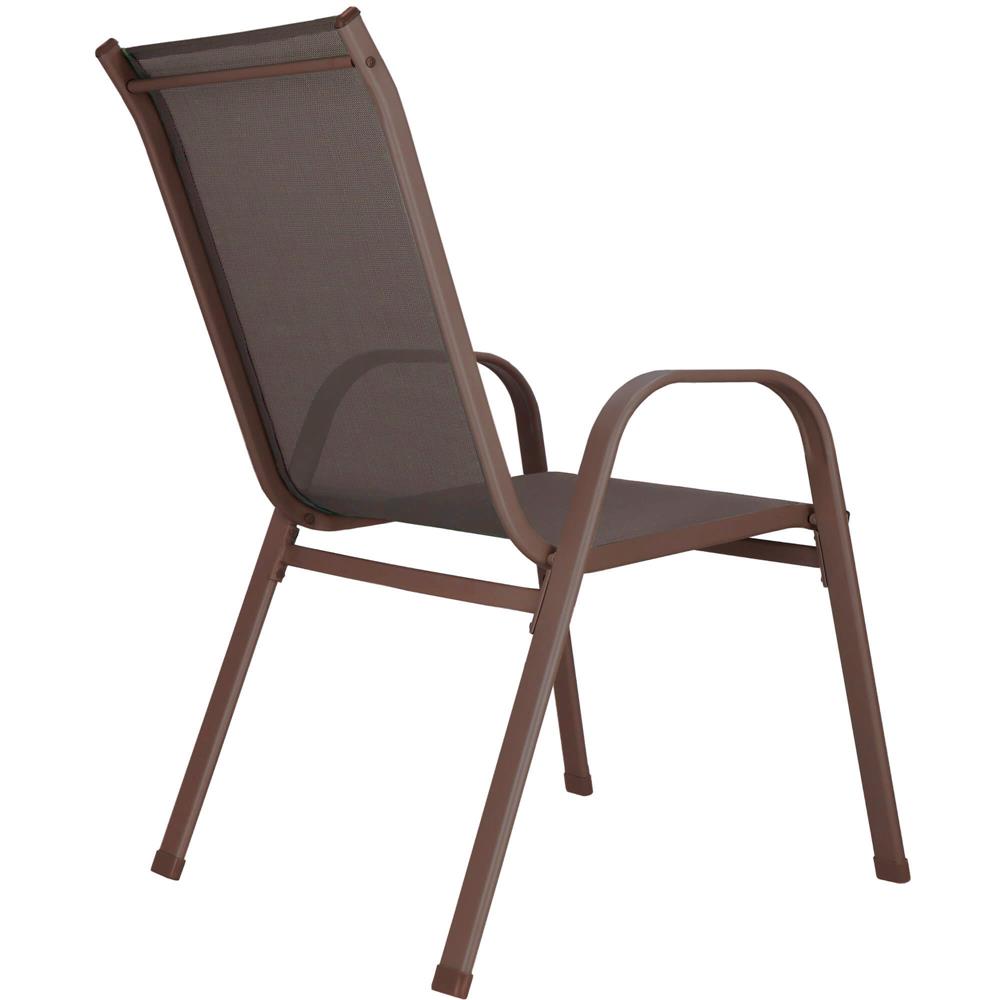 Set 4 scaune gradina cu brate, cadru otel si sezut textilene, 53x72x92 cm, maro