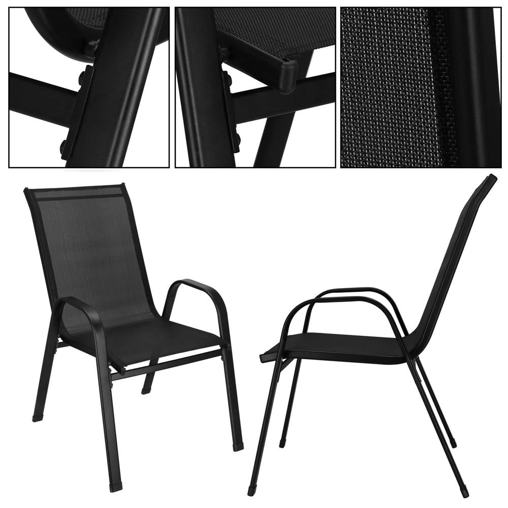 Set 2 scaune gradina, cadru metalic, textilene, maxim 120 kg, 92x53x72 cm, negru