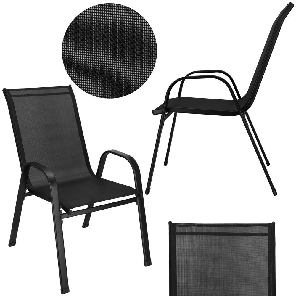 Set 2 scaune gradina, cadru metalic, textilene, maxim 120 kg, 92x53x72 cm, negru