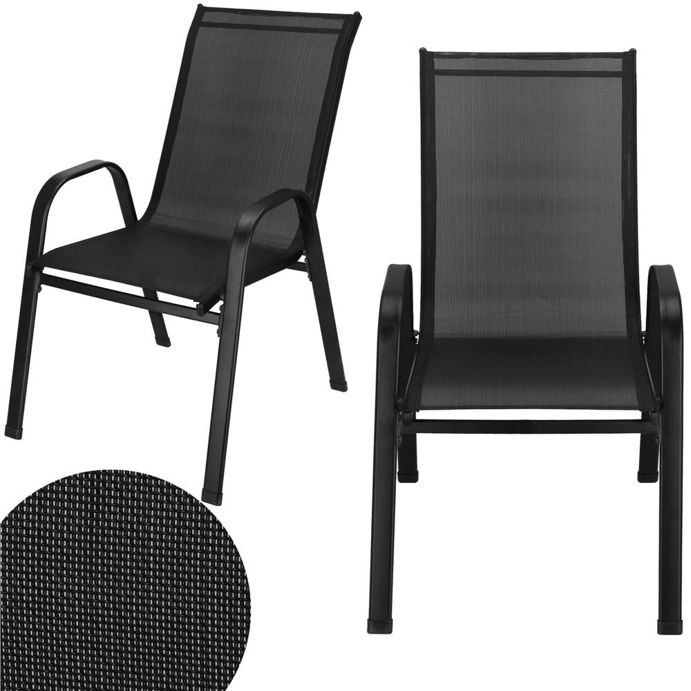Set 2 scaune gradina, cadru metalic, textilene, maxim 120 kg, 92x53x72 cm, negru