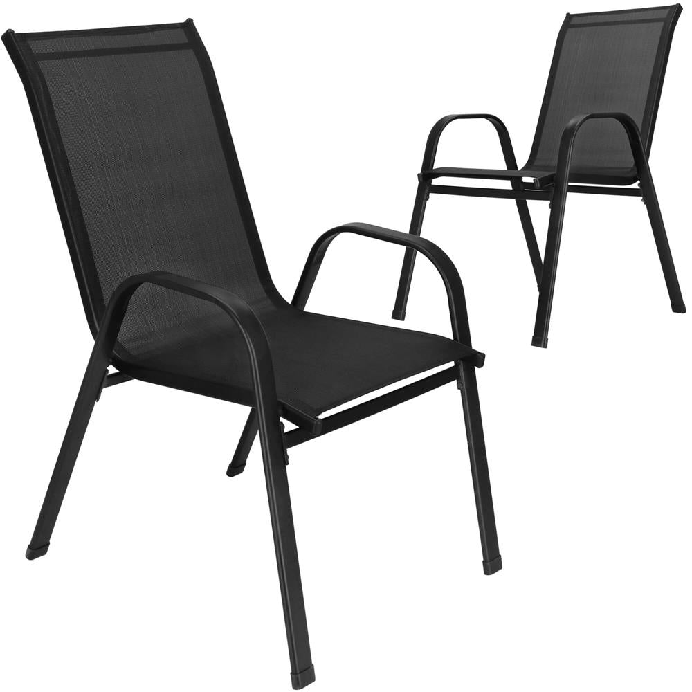Set 2 scaune gradina, cadru metalic, textilene, maxim 120 kg, 92x53x72 cm, negru