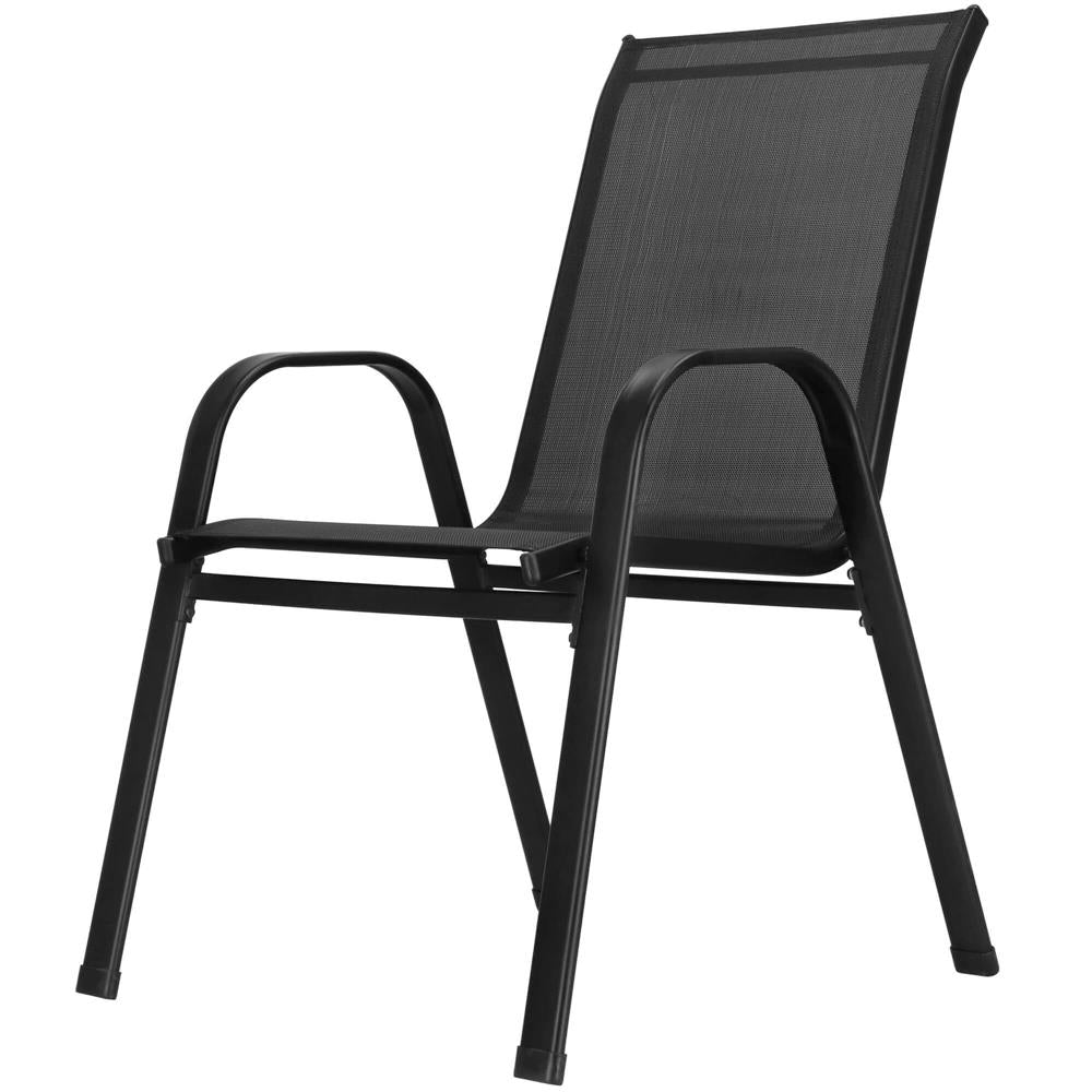 Set 2 scaune gradina, cadru metalic, textilene, maxim 120 kg, 92x53x72 cm, negru