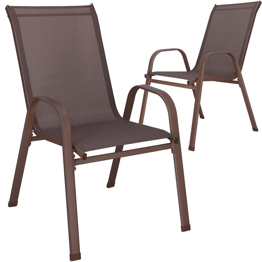 Set 2 scaune gradina, cadru metalic, textilene, maxim 120 kg, 92x53x72 cm, maro