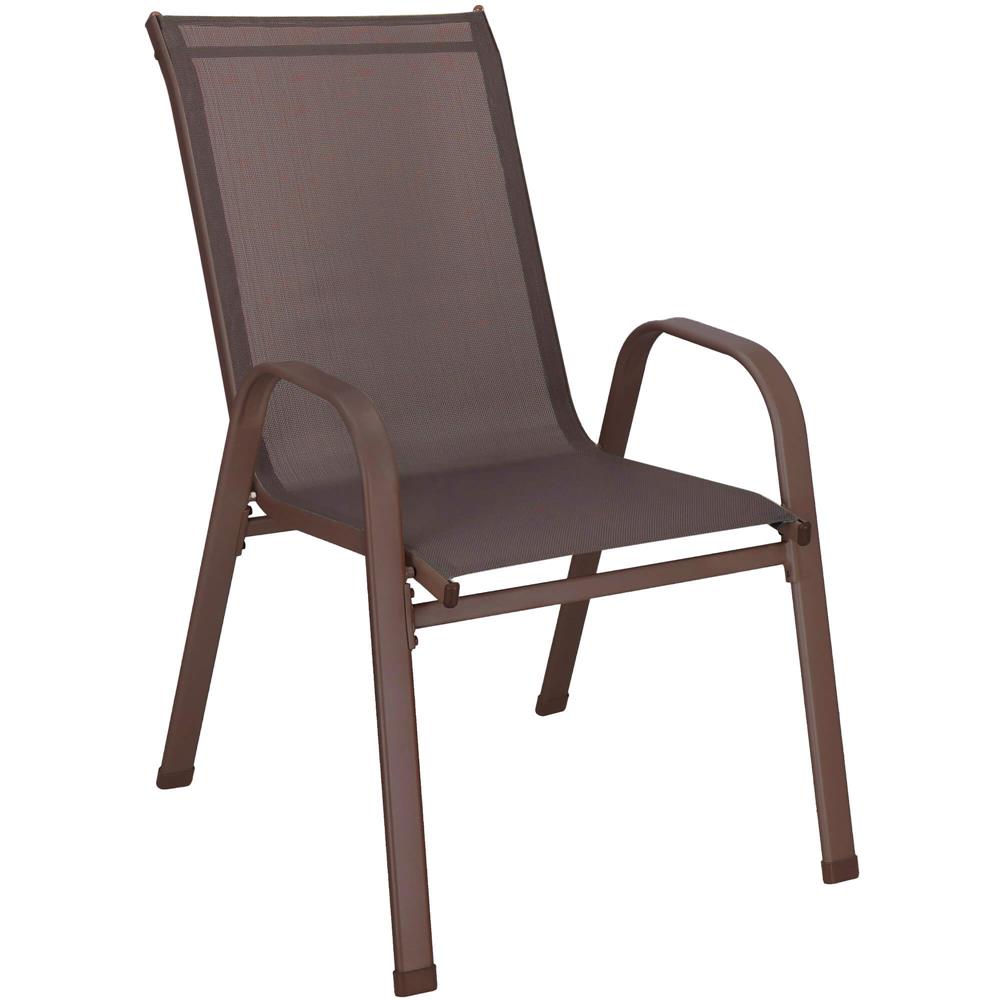 Set 2 scaune gradina, cadru metalic, textilene, maxim 120 kg, 92x53x72 cm, maro