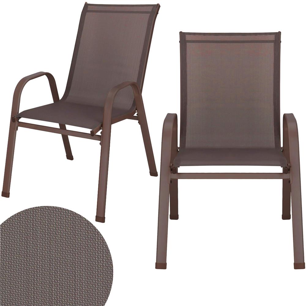 Set 2 scaune gradina, cadru metalic, textilene, maxim 120 kg, 92x53x72 cm, maro