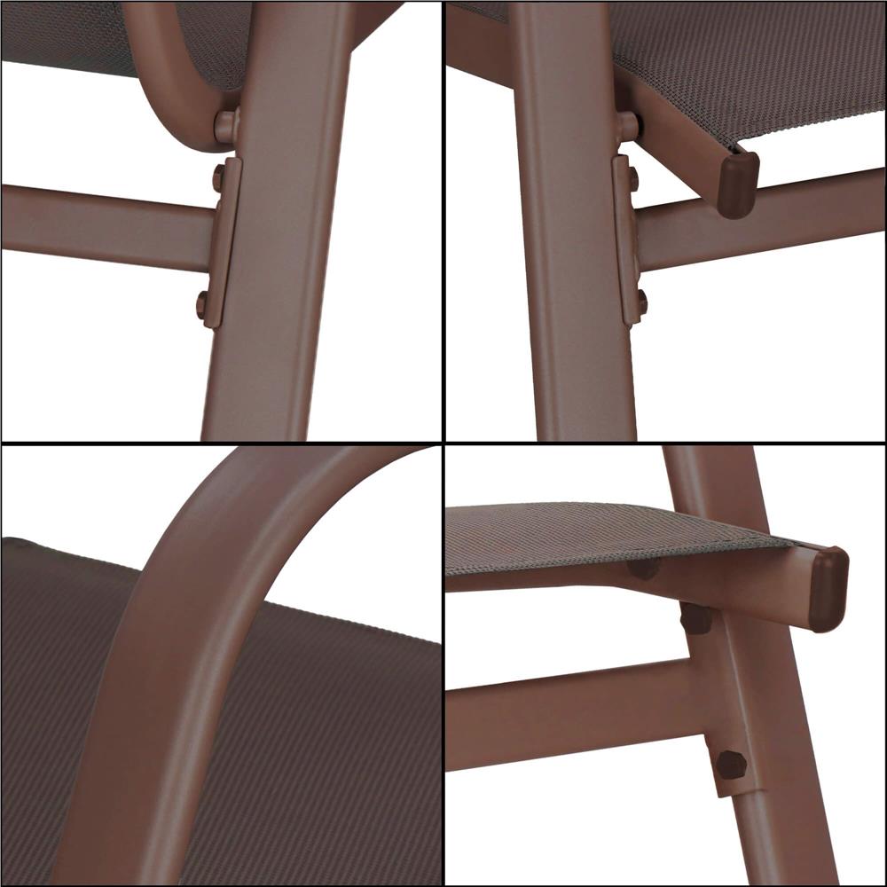 Set 2 scaune gradina, cadru metalic, textilene, maxim 120 kg, 92x53x72 cm, maro