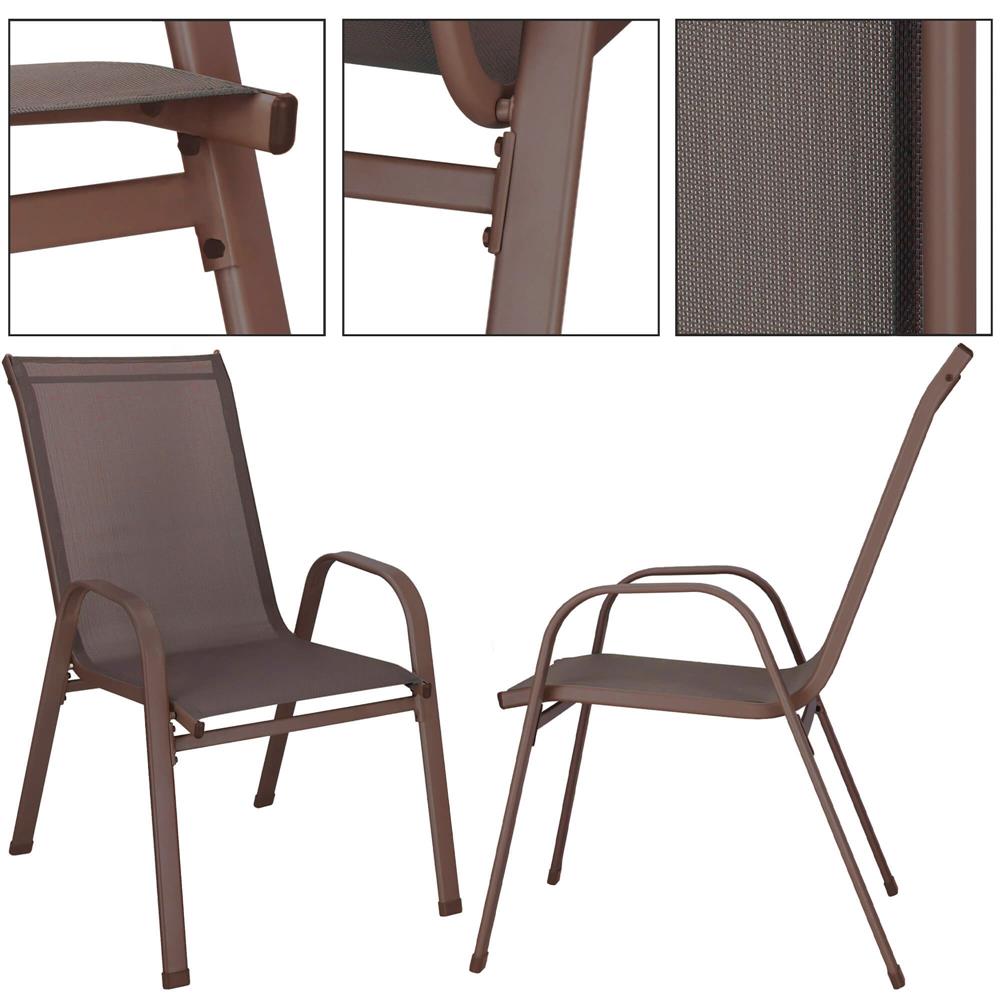 Set 2 scaune gradina, cadru metalic, textilene, maxim 120 kg, 92x53x72 cm, maro