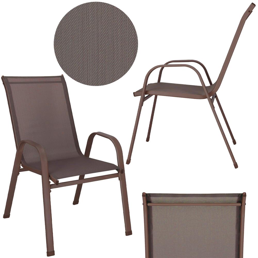 Set 2 scaune gradina, cadru metalic, textilene, maxim 120 kg, 92x53x72 cm, maro