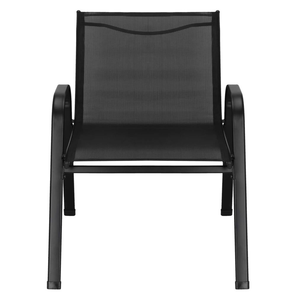 Set mobilier gradina 4 piese, masa cu sticla securizata, 2 scaune si canapea, cadru metalic, negru