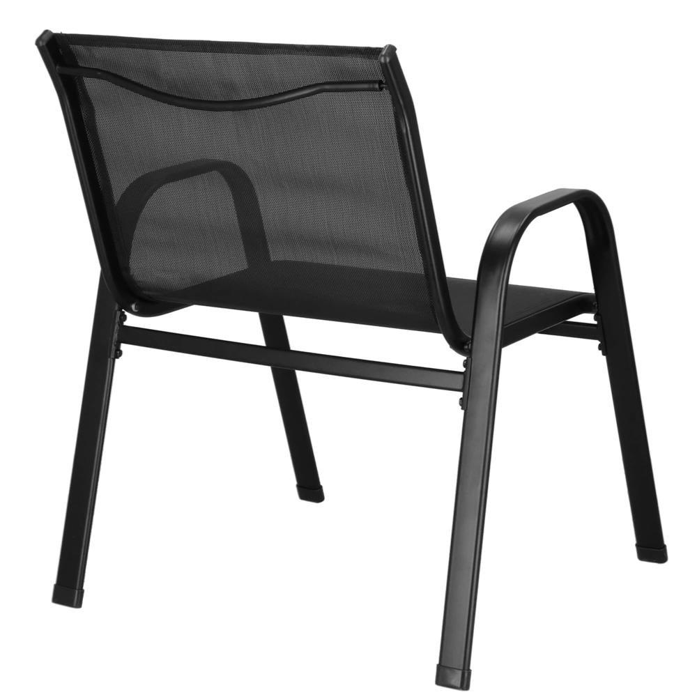 Set mobilier gradina 4 piese, masa cu sticla securizata, 2 scaune si canapea, cadru metalic, negru