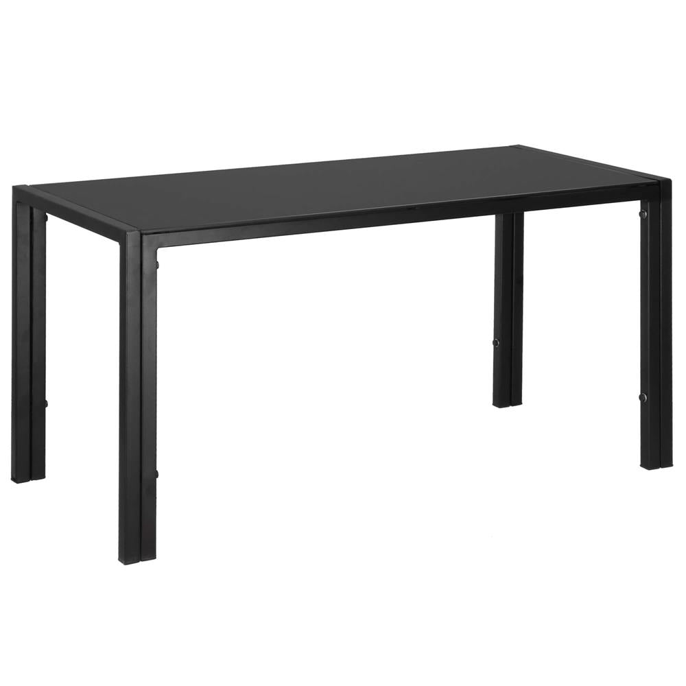 Set mobilier gradina 4 piese, masa cu sticla securizata, 2 scaune si canapea, cadru metalic, negru