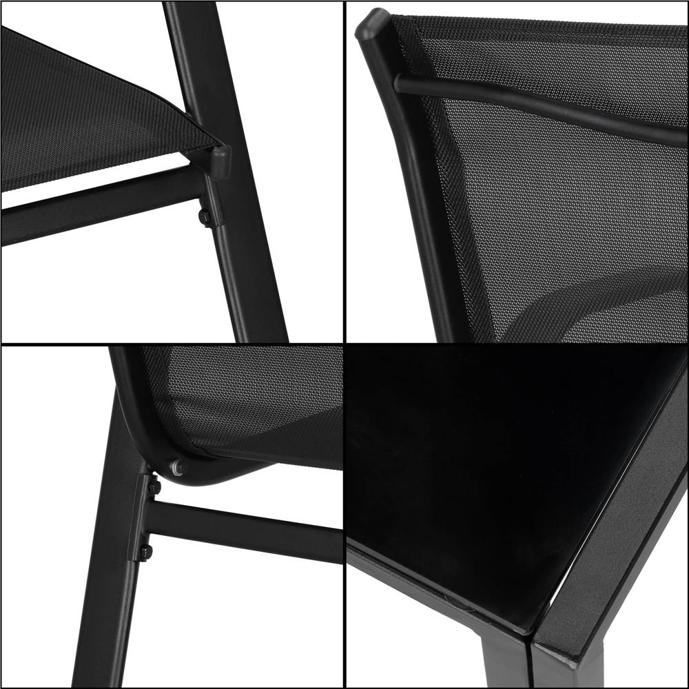 Set mobilier gradina 4 piese, masa cu sticla securizata, 2 scaune si canapea, cadru metalic, negru