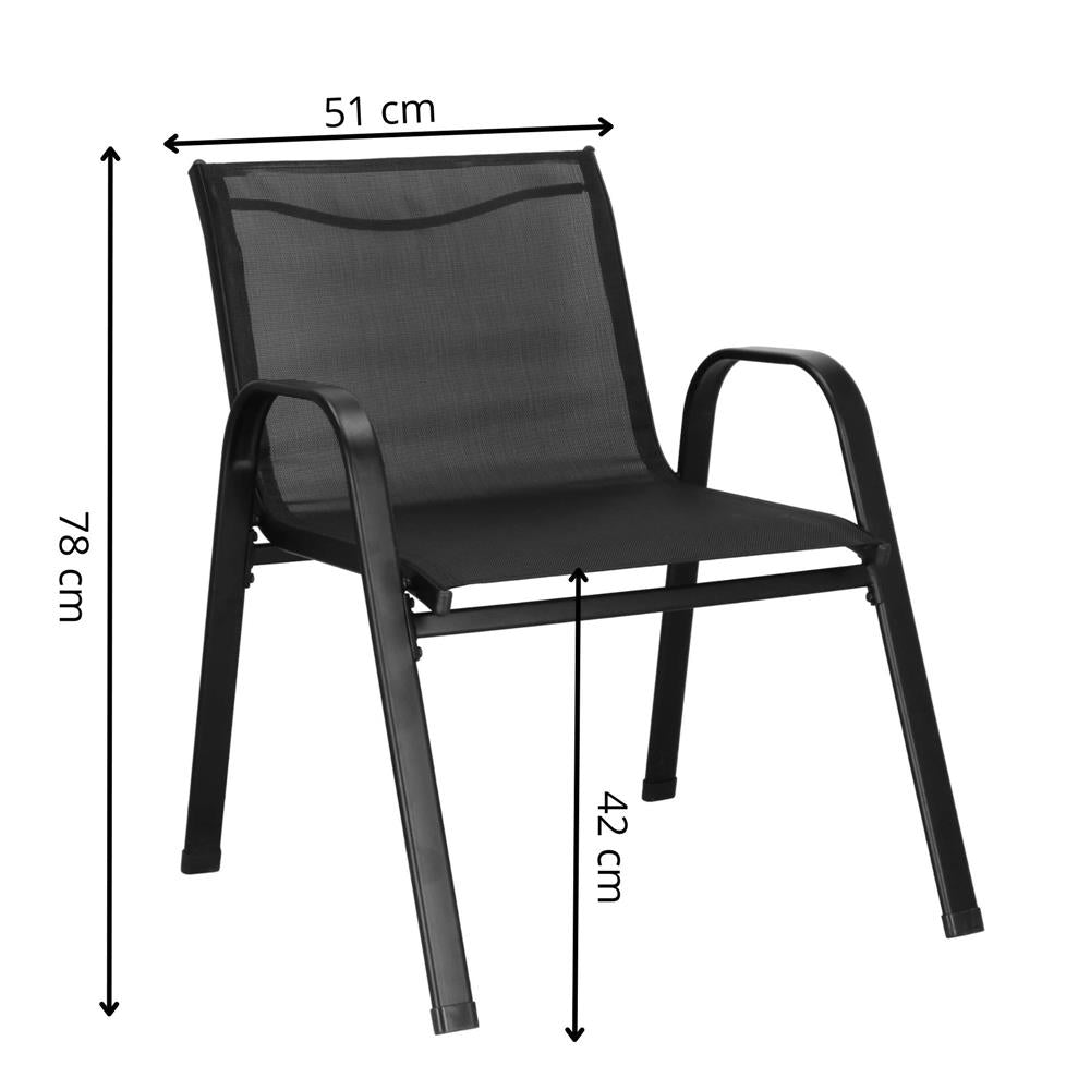 Set mobilier gradina 4 piese, masa cu sticla securizata, 2 scaune si canapea, cadru metalic, negru