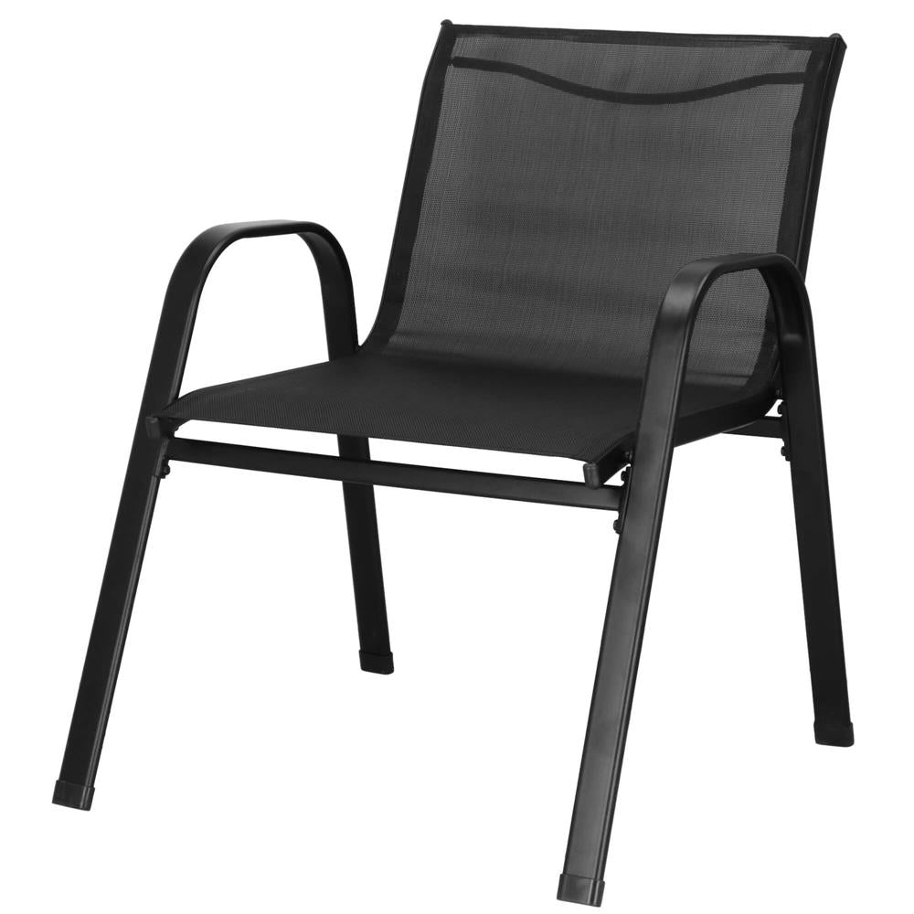 Set mobilier gradina 4 piese, masa cu sticla securizata, 2 scaune si canapea, cadru metalic, negru