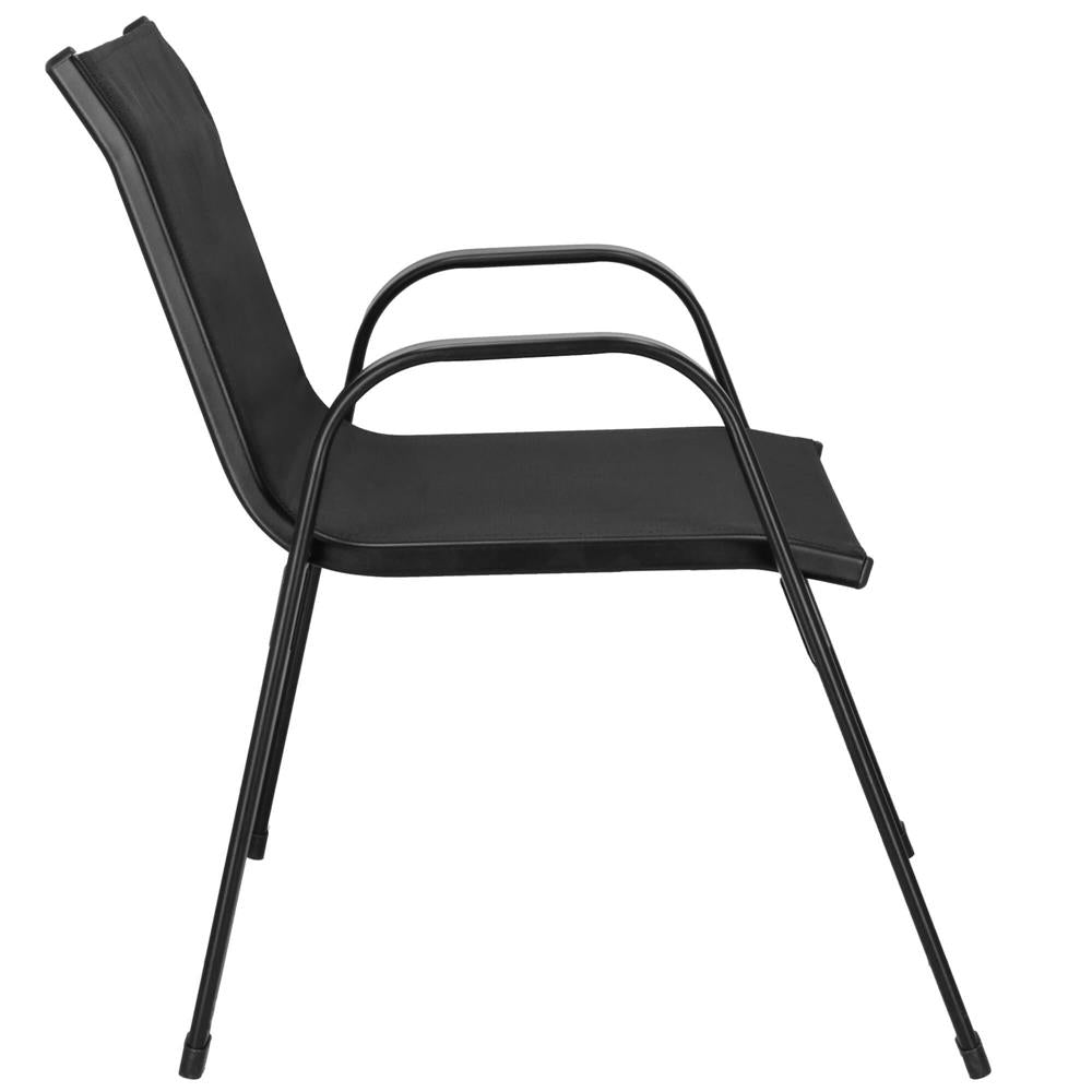 Set mobilier gradina 4 piese, masa cu sticla securizata, 2 scaune si canapea, cadru metalic, negru