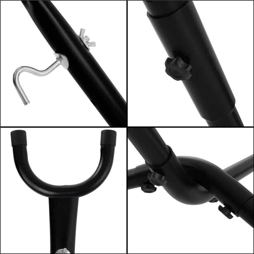 Suport hamac din metal cu husa transport, reglabil pe inaltime si lungime, 270x99x95 cm, negru