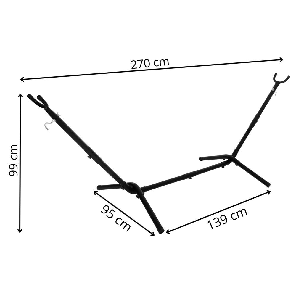 Suport hamac din metal cu husa transport, reglabil pe inaltime si lungime, 270x99x95 cm, negru