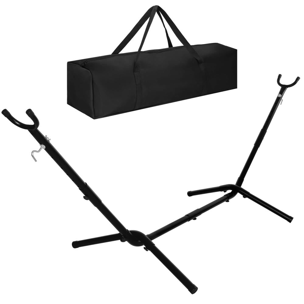 Suport hamac din metal cu husa transport, reglabil pe inaltime si lungime, 270x99x95 cm, negru