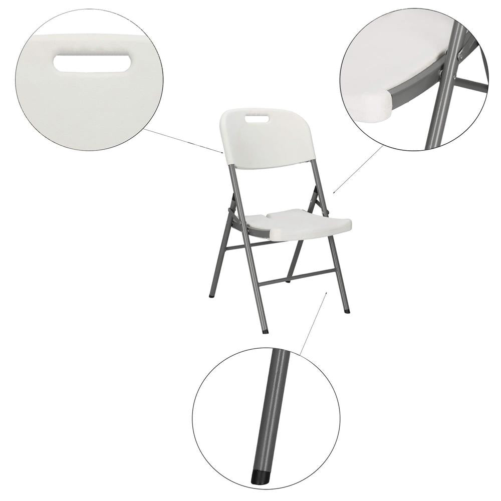 Scaun pliabil HDPE cu cadru metalic, pentru catering sau gradina, 46x53x86 cm, 150 kg, alb