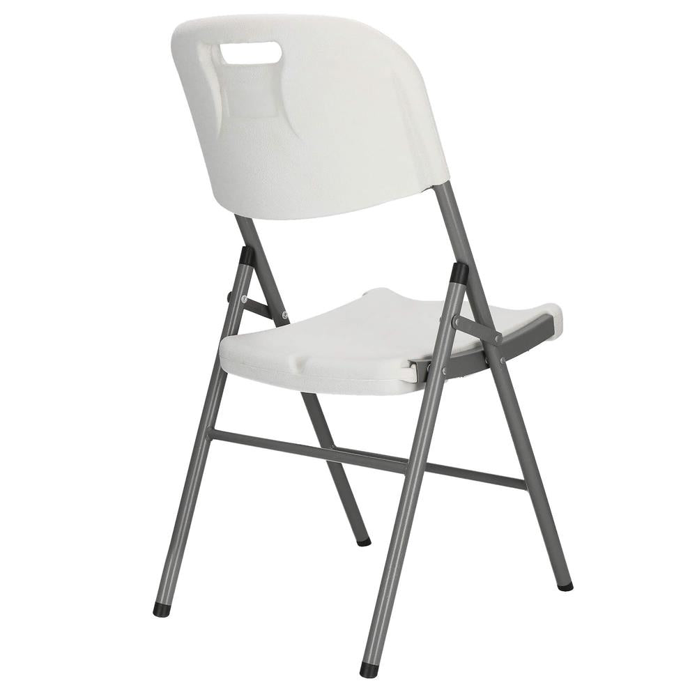 Scaun pliabil HDPE cu cadru metalic, pentru catering sau gradina, 46x53x86 cm, 150 kg, alb