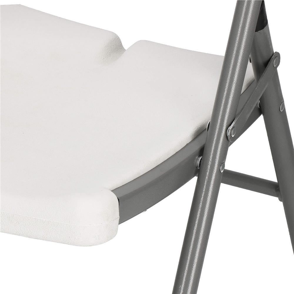 Scaun pliabil HDPE cu cadru metalic, pentru catering sau gradina, 46x53x86 cm, 150 kg, alb