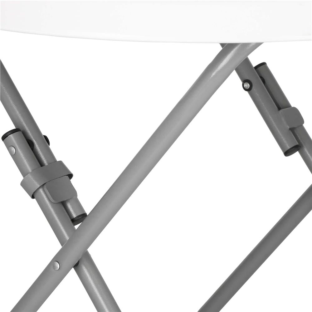 Masa pliabila rotunda pentru gradina sau catering 75x80 cm, HDPE si metal, alb