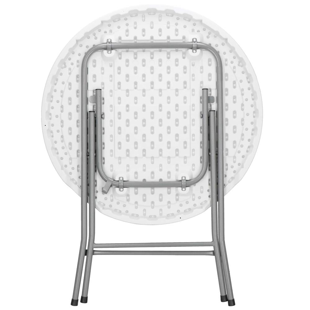 Masa pliabila rotunda pentru gradina sau catering 75x80 cm, HDPE si metal, alb