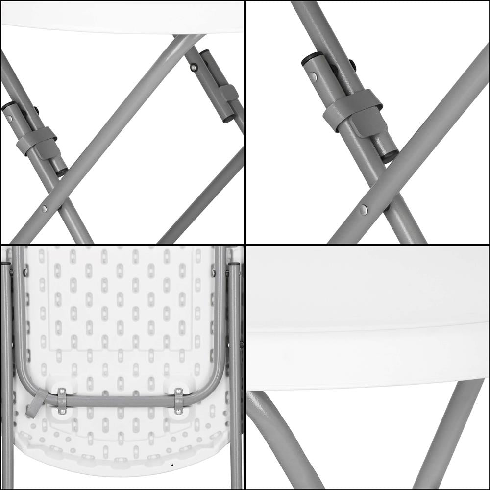 Masa pliabila rotunda pentru gradina sau catering 75x80 cm, HDPE si metal, alb