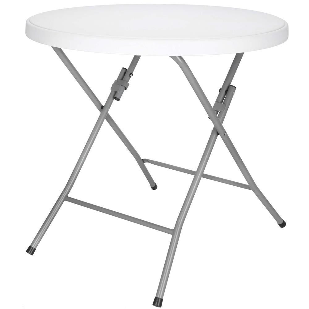 Masa pliabila rotunda pentru gradina sau catering 75x80 cm, HDPE si metal, alb