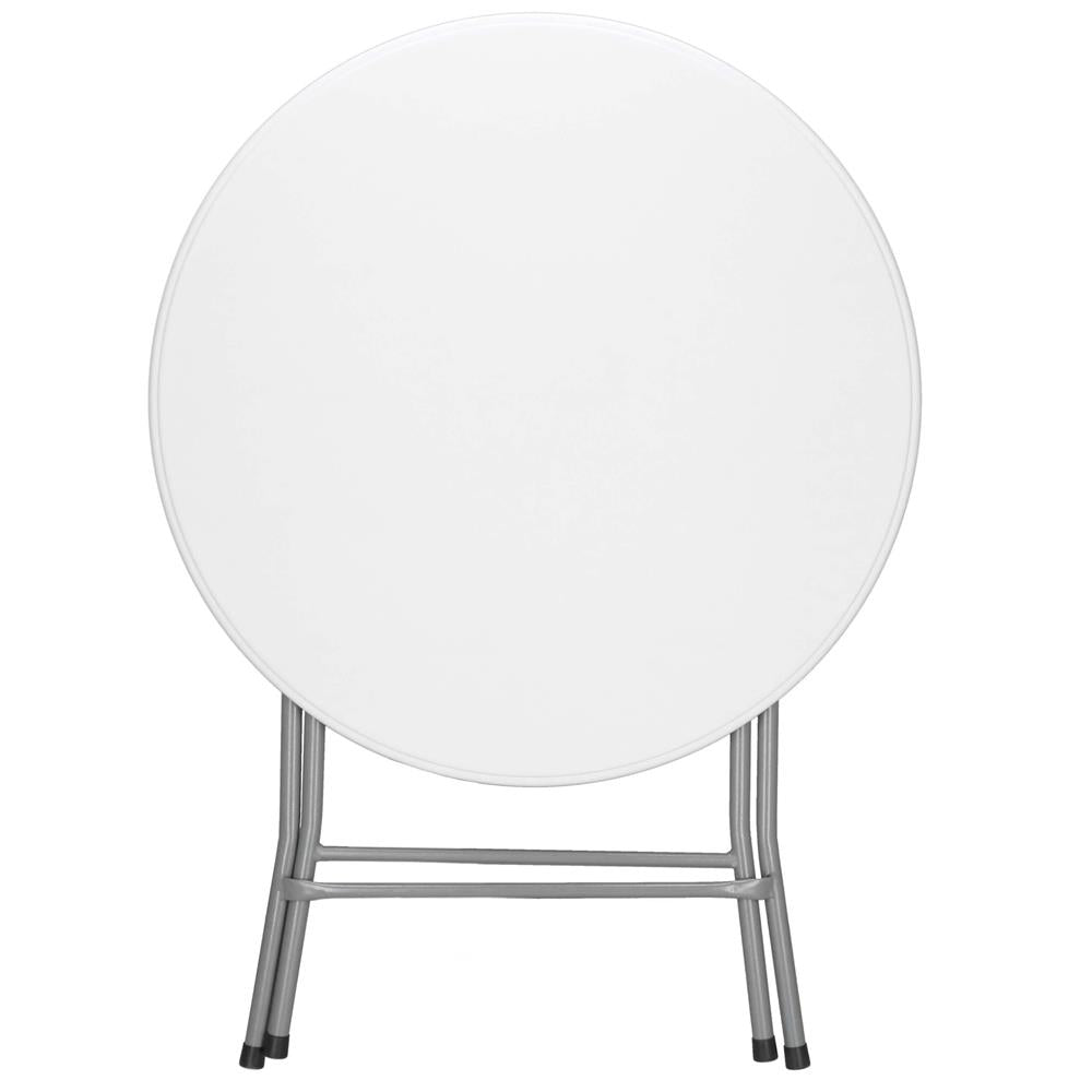 Masa pliabila rotunda pentru gradina sau catering 75x80 cm, HDPE si metal, alb