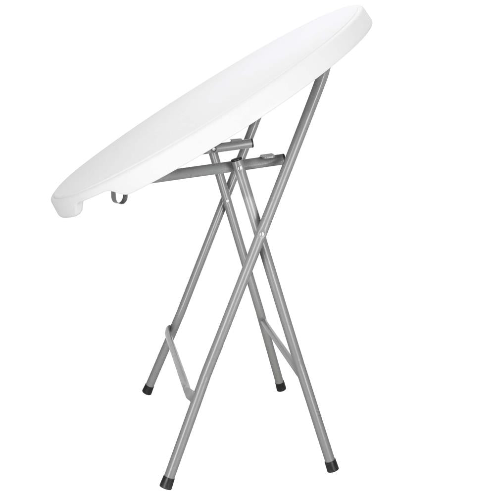 Masa pliabila rotunda pentru gradina sau catering 75x80 cm, HDPE si metal, alb