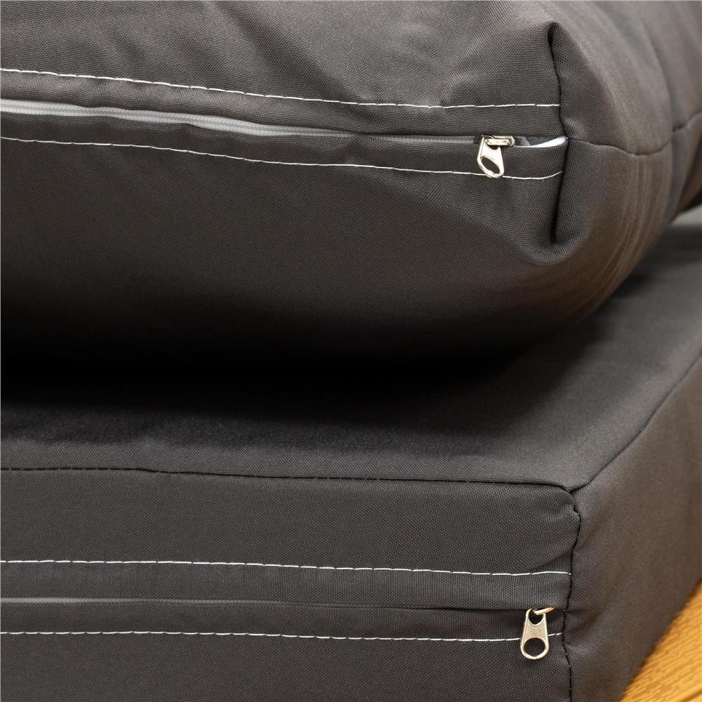 Set mobilier gradina coltar cu masa, separabil in 2 canapele tip sezlong, perne impermeabile, cadru metalic, gri si maro