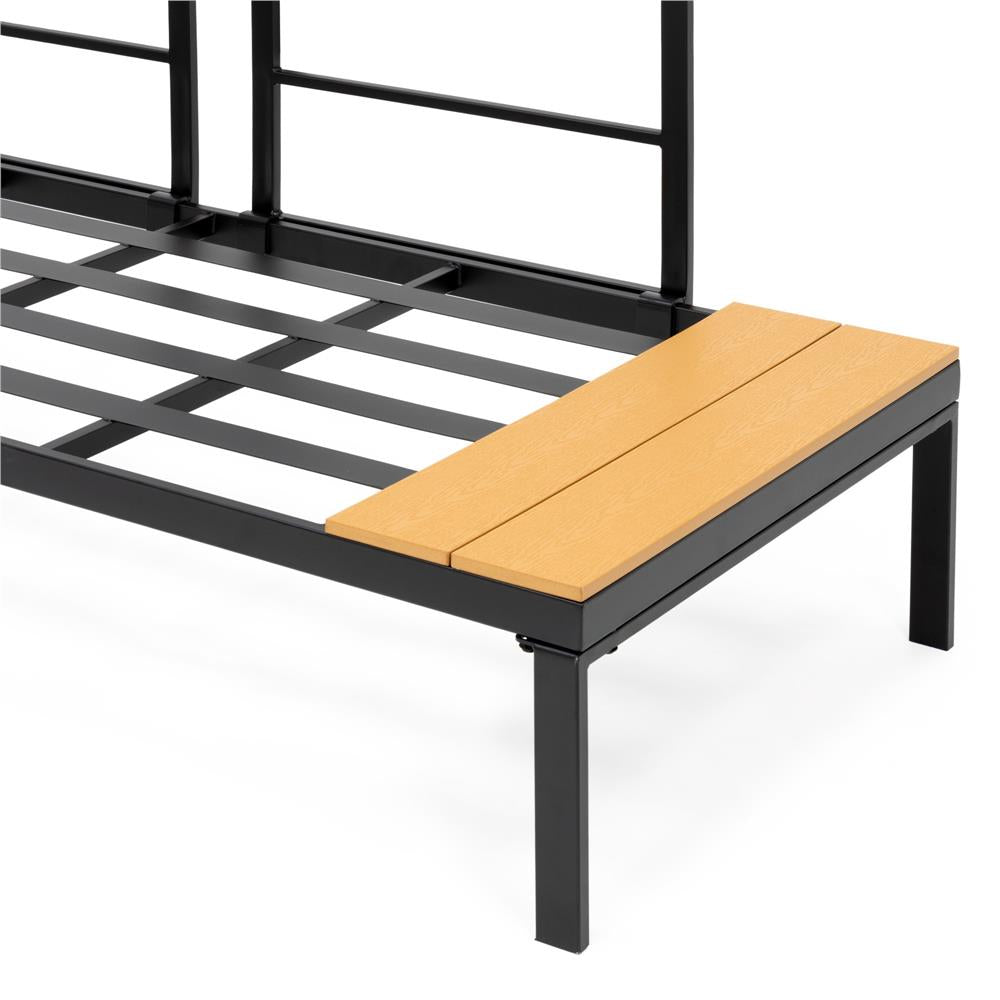 Set mobilier gradina coltar cu masa, separabil in 2 canapele tip sezlong, perne impermeabile, cadru metalic, gri si maro