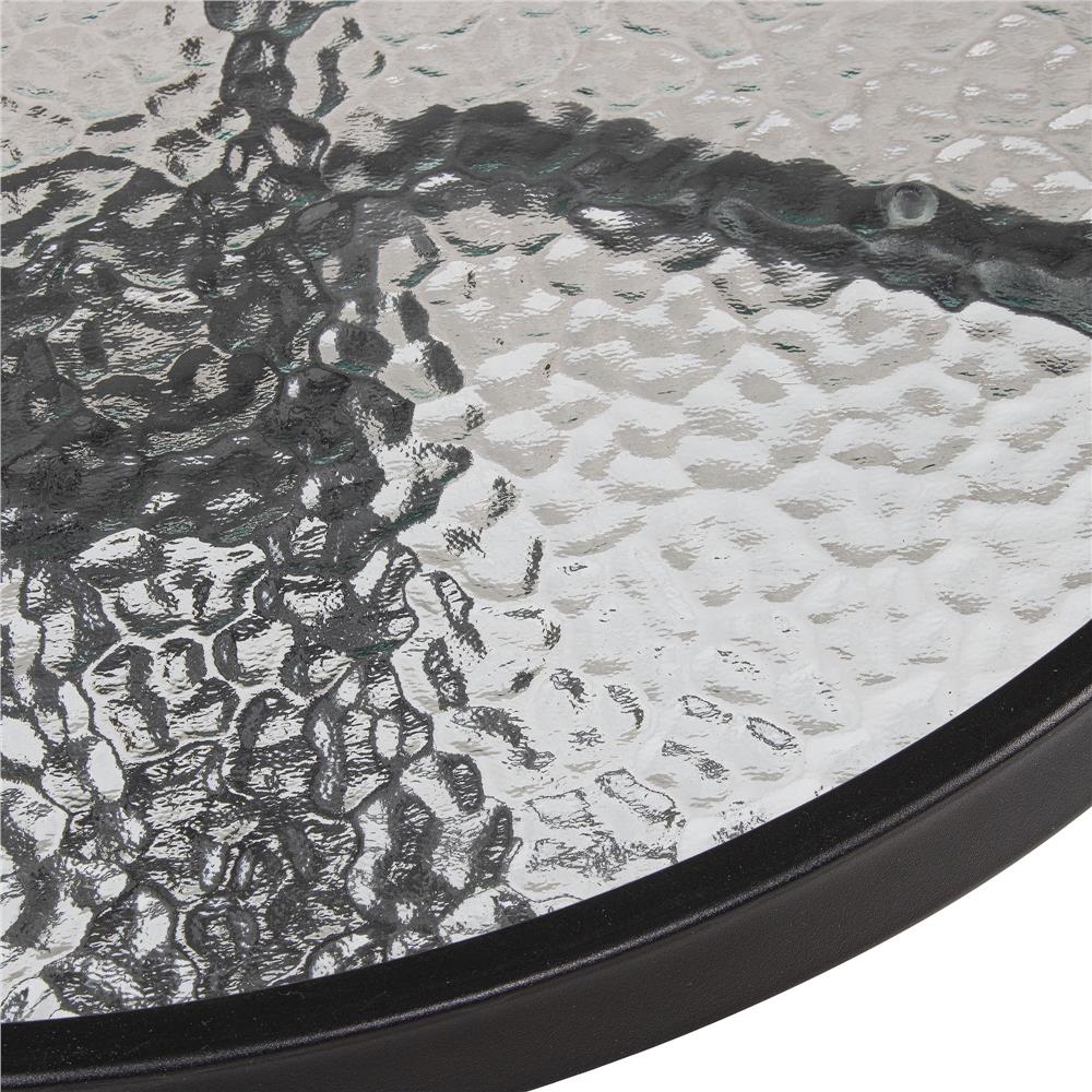 Set mobilier gradina, 2 scaune si masa rotunda, blat sticla, cadru metalic, 60x70 cm, negru
