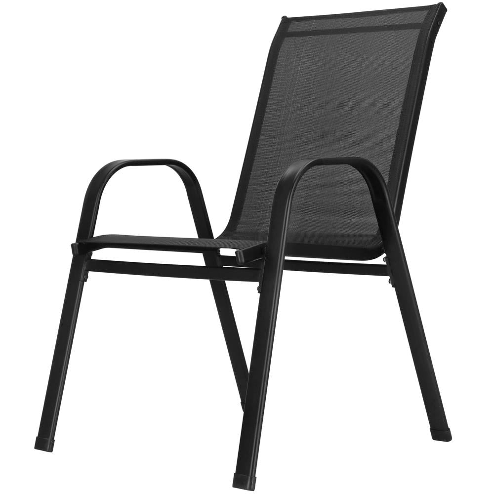 Set mobilier gradina, 2 scaune si masa rotunda, blat sticla, cadru metalic, 60x70 cm, negru
