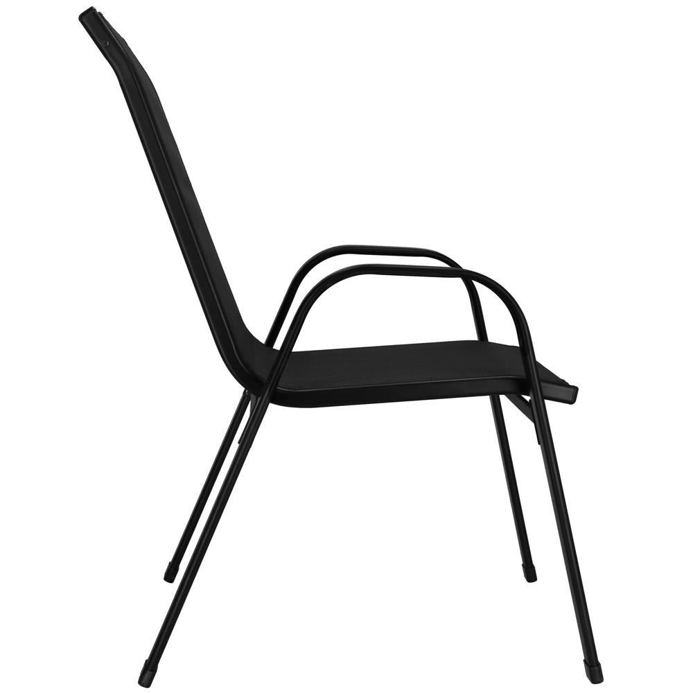 Set mobilier gradina, 2 scaune si masa rotunda, blat sticla, cadru metalic, 60x70 cm, negru