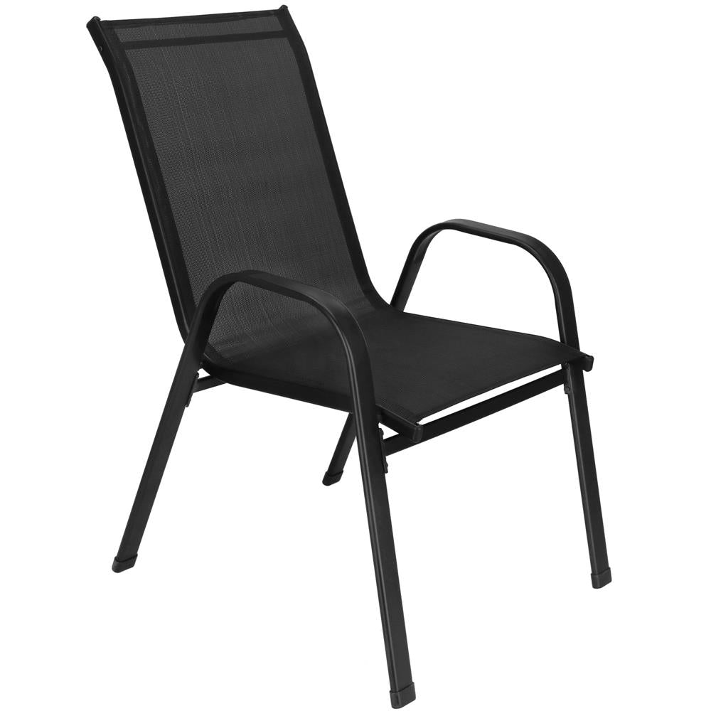 Set mobilier gradina, 2 scaune si masa rotunda, blat sticla, cadru metalic, 60x70 cm, negru