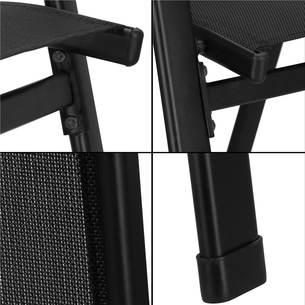 Set mobilier gradina, 2 scaune si masa rotunda, blat sticla, cadru metalic, 60x70 cm, negru