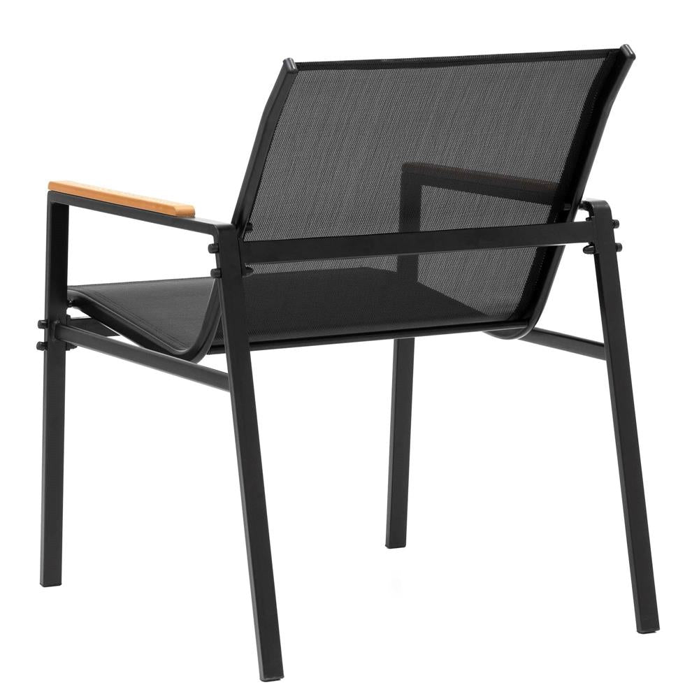Set mobilier gradina 4 locuri, canapea 2 locuri, 2 scaune si masa rotunda sticla, cadru metalic, 119x71x82 cm, negru