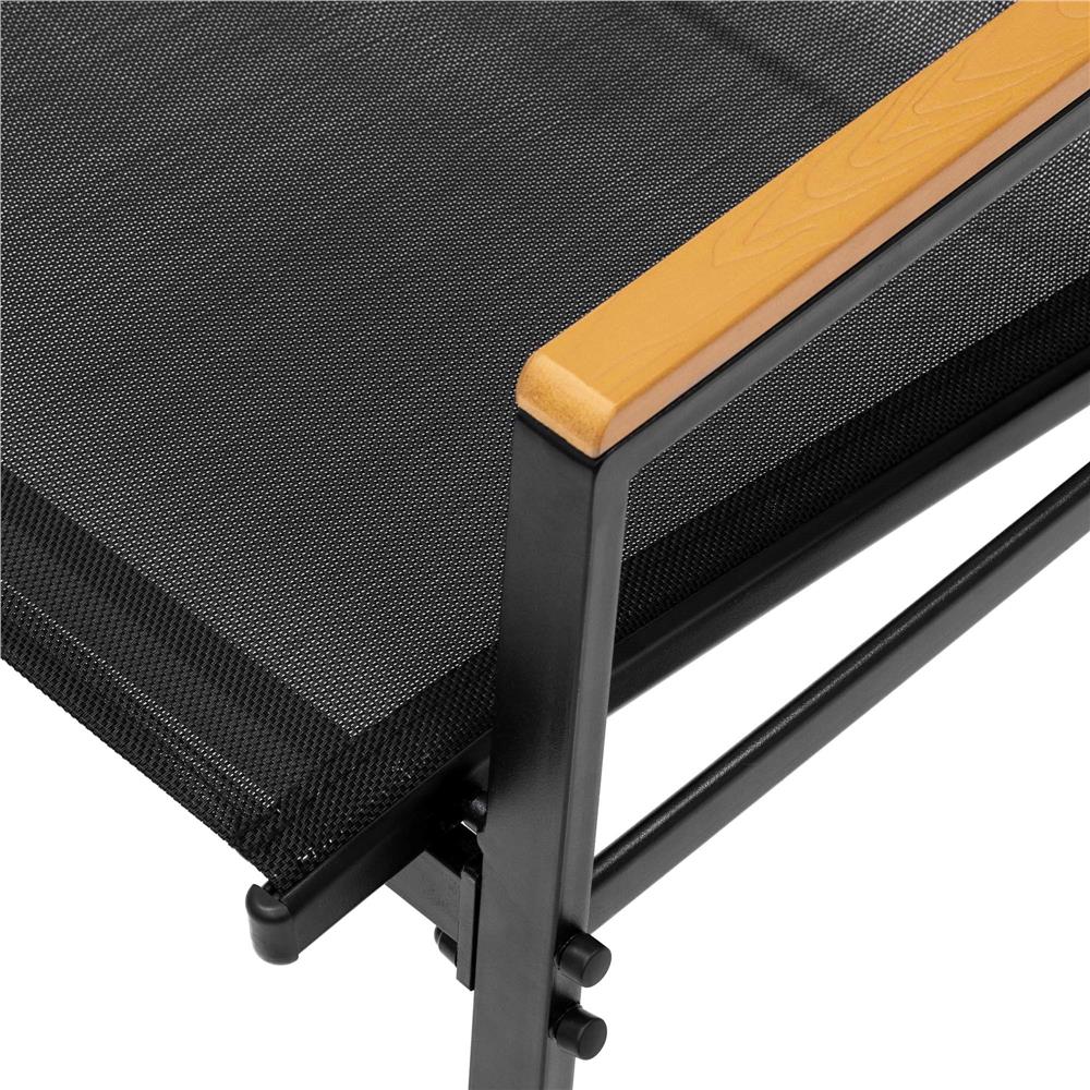 Set mobilier gradina 4 locuri, canapea 2 locuri, 2 scaune si masa rotunda sticla, cadru metalic, 119x71x82 cm, negru