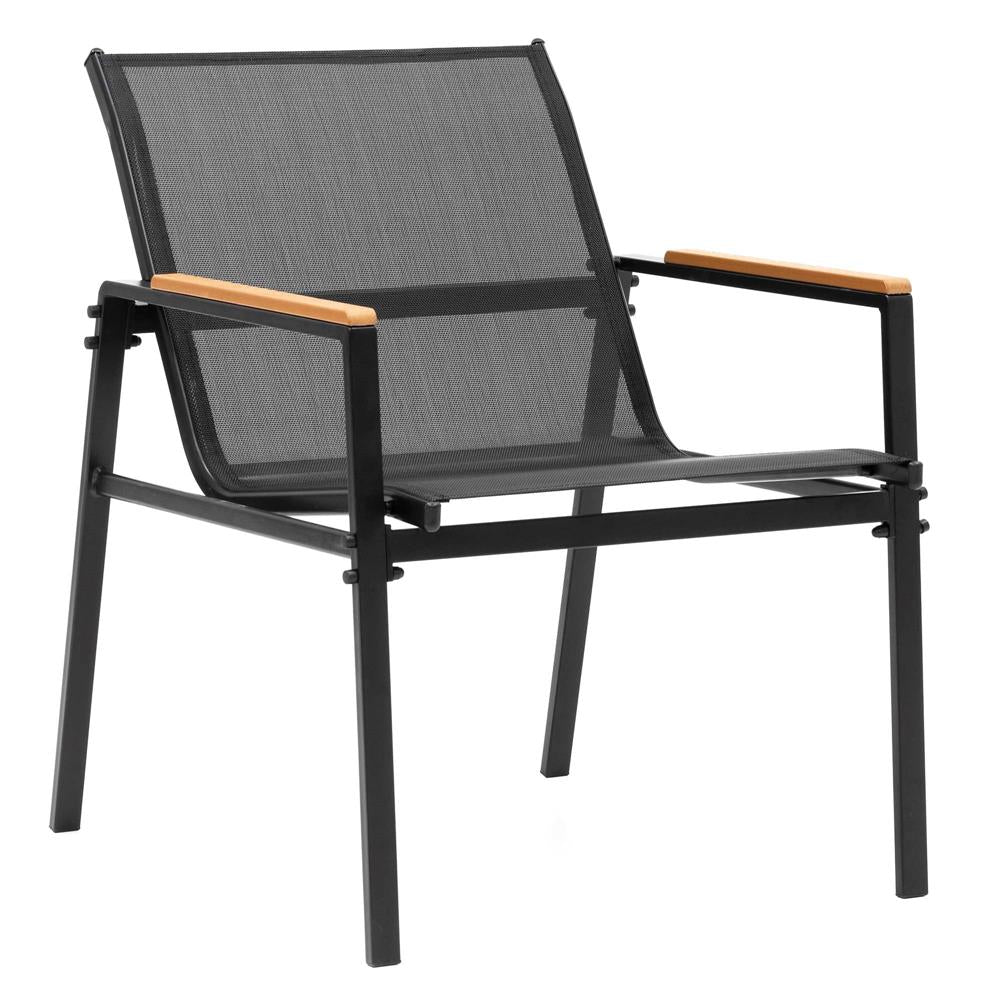 Set mobilier gradina 4 locuri, canapea 2 locuri, 2 scaune si masa rotunda sticla, cadru metalic, 119x71x82 cm, negru