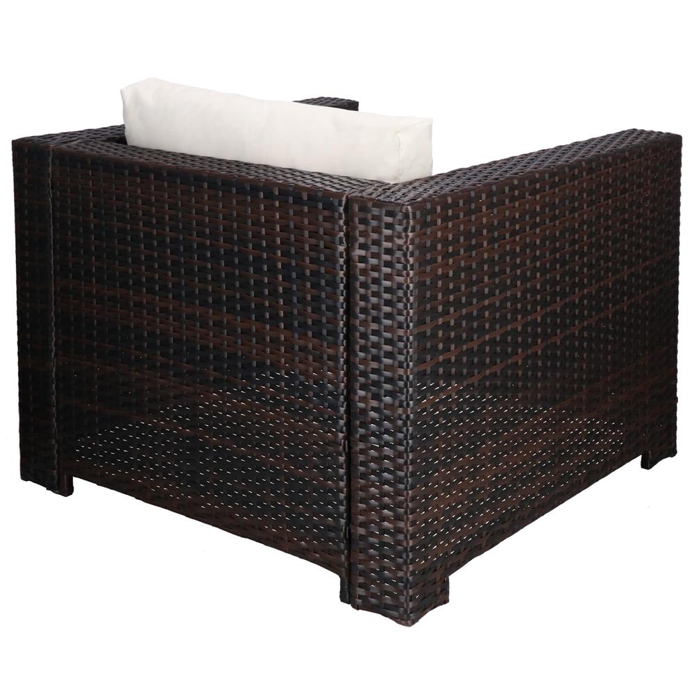 Set mobilier gradina 6 piese din technorattan cu masa si perne, instalare modulara configurabila, maro si crem