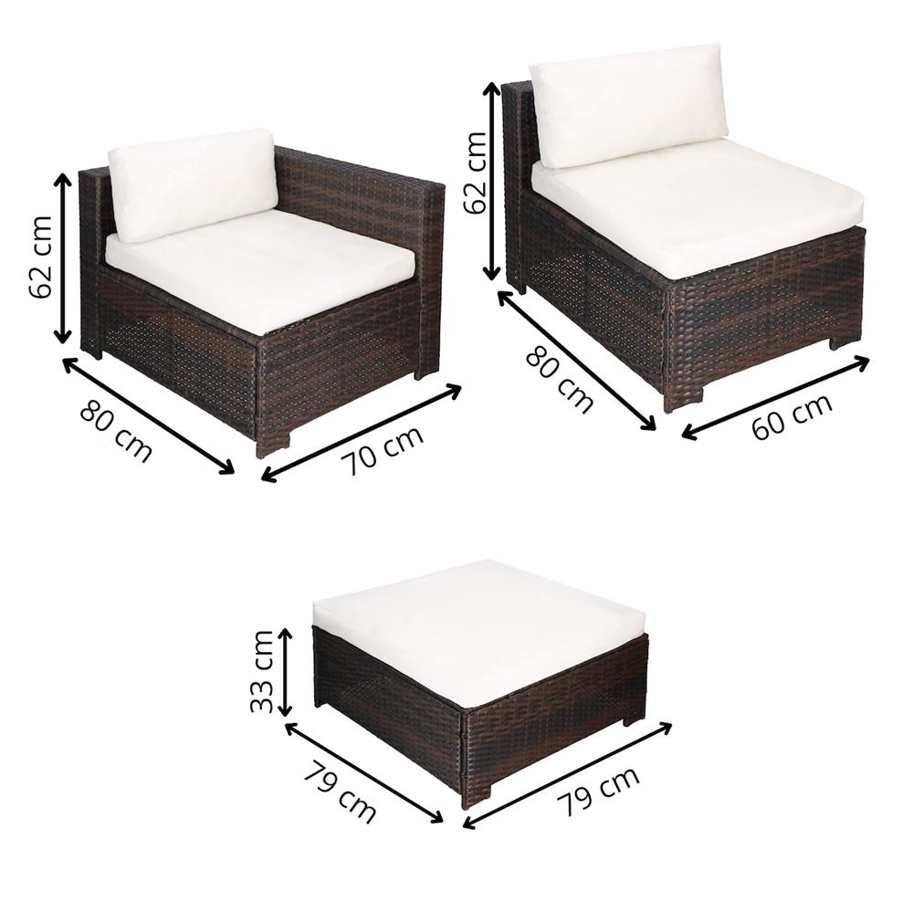 Set mobilier gradina 6 piese din technorattan cu masa si perne, instalare modulara configurabila, maro si crem