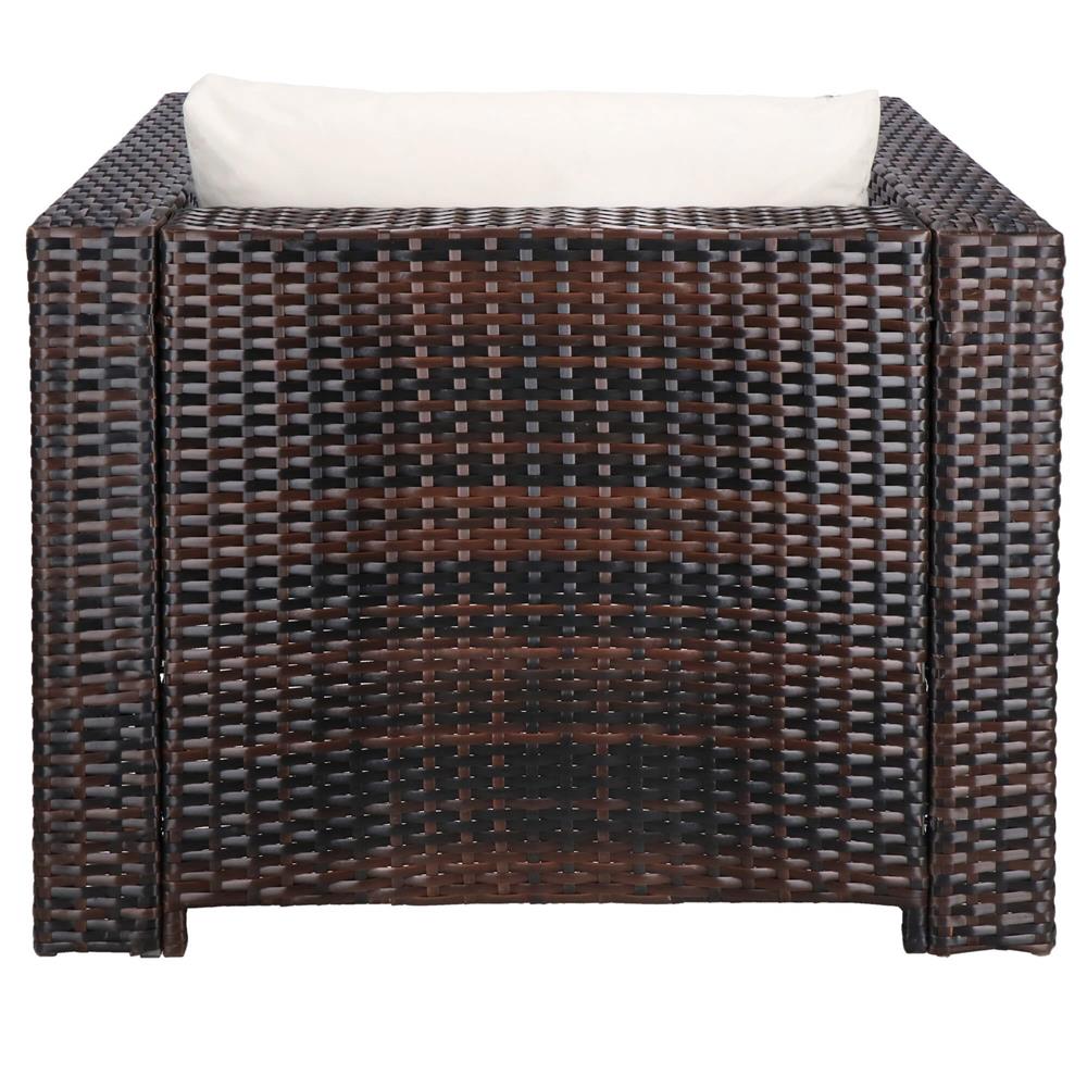 Set mobilier gradina 6 piese din technorattan cu masa si perne, instalare modulara configurabila, maro si crem