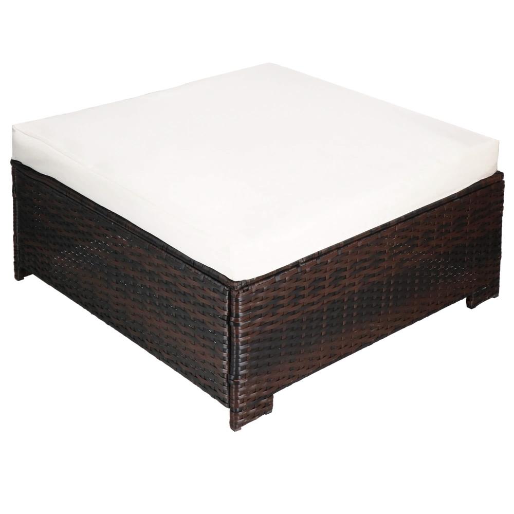 Set mobilier gradina 6 piese din technorattan cu masa si perne, instalare modulara configurabila, maro si crem