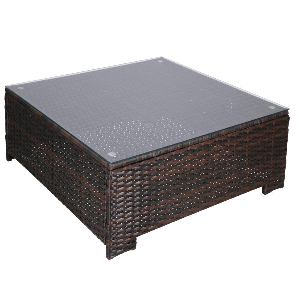 Set mobilier gradina 6 piese din technorattan cu masa si perne, instalare modulara configurabila, maro si crem