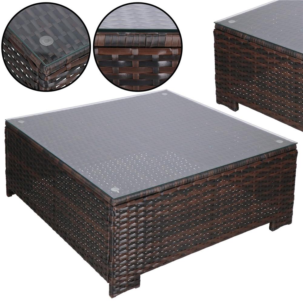 Set mobilier gradina 6 piese din technorattan cu masa si perne, instalare modulara configurabila, maro si crem