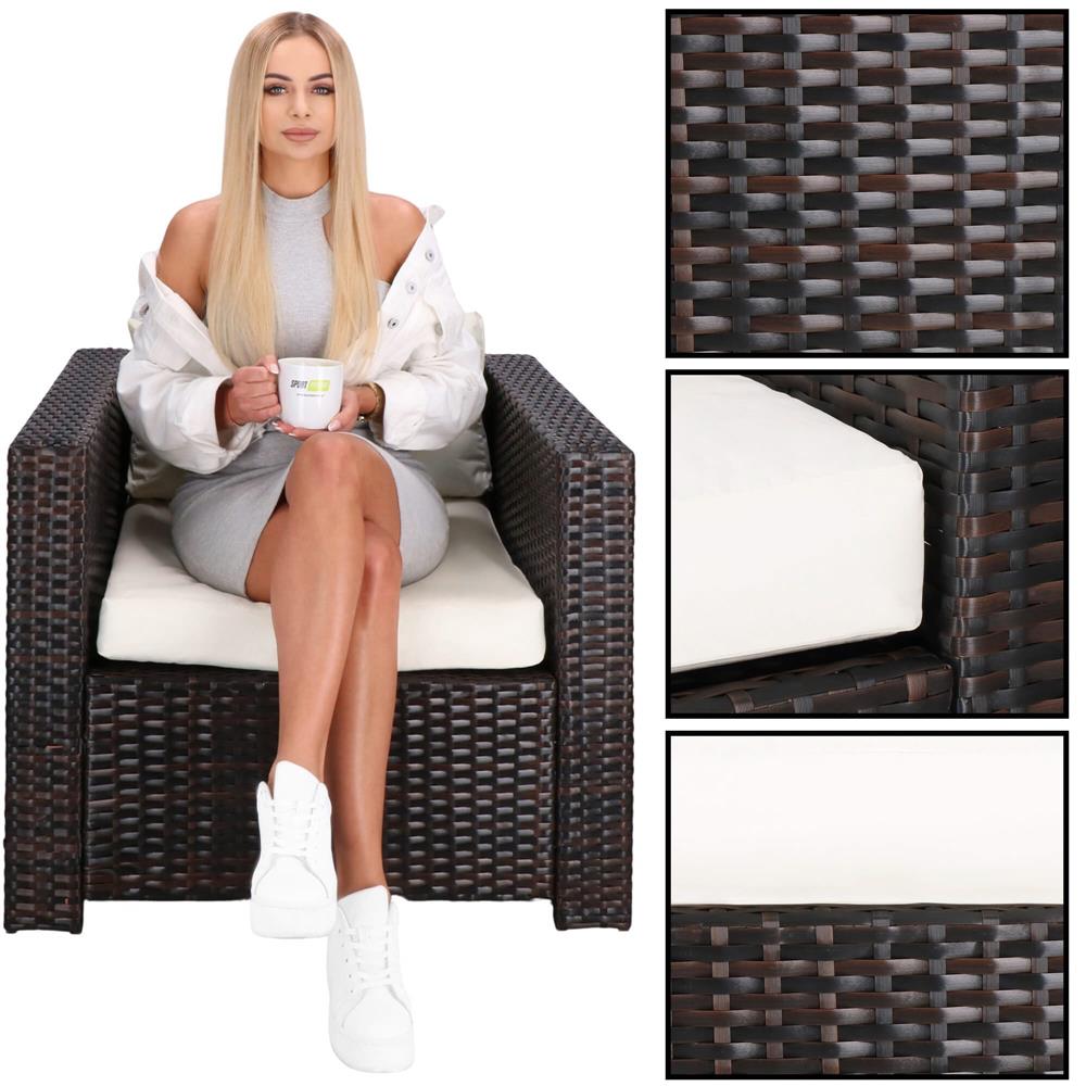 Set mobilier gradina 6 piese din technorattan cu masa si perne, instalare modulara configurabila, maro si crem